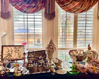Trays, silver tea sets, foiled wrapped chocolate bunnies!