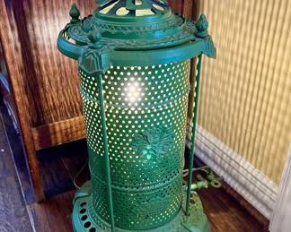 Lighted antique green gas heater!