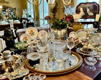 Waterford crystal, famille rose tea set, lots of bunnies!