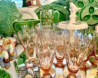 Pretty pink water goblets.