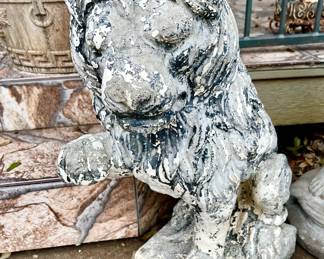 Pair of large vintage concrete lions.  Let them guard your front door!