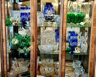 French antique curio perfect for Bohemian cut to clear crystal and pressed glass.
