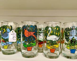 12 days of Christmas vintage glasses.