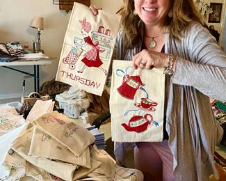 Christi showcasing some beautiful linens.  