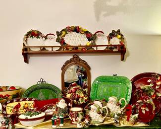 Fitz & Floyd and Bordallo Pinheiro large Christmas serving platters and pieces!