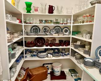 LARGE pantry with multiple sets of china.