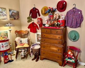 Sweet chest of drawers with cowboy gear!