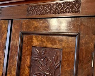 Victorian wardrobe beautifully carved.
