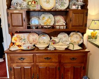 Vintage hutch full of porcelain.