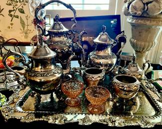 Fabulous large carved grape tray and tea service!