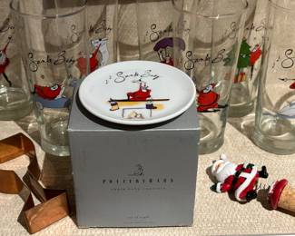 Pottery Barn - Santa Baby glasses, coasters.