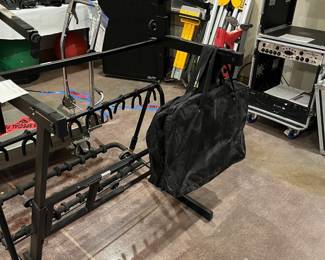 Guitar stand holds 9.  One Z keyboard stand