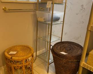 wicker stool, wicker hamper