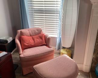 Pink Chair and Ottoman