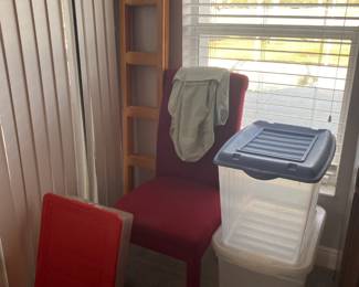 Storage Bins, Red Chair