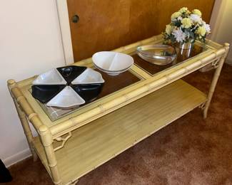 MCM THOMASVILLE FAUX BAMBOO TABLE