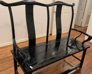 Solid wood black bench