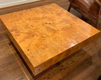 Burled walnut coffee table by Jonathan Adler