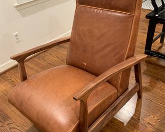 brown leather recliner - Rejuvenation - matches the sofa and was bought in 2023 retails for $3500 Glenn Walnut Leather Recliner Chair | Rejuvenation