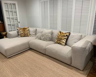 Gray sofa in living room - Design Within Reach - sofa with chaise - this is the Kelston sectional. Kelston Sectional – Design Within Reach (dwr.com). Excellent condition!