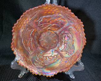 Fenton Marigold Carnival Glass Bowl - Lion Pattern