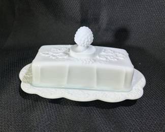 Colony Harvest Milk Glass Covered Butter Dish