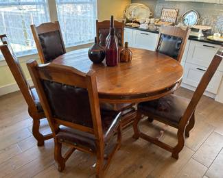 Large Pedestal Dining Table w/ 6 Chairs  