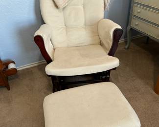 Upholstered Nursery Glider With Matching Ottoman 