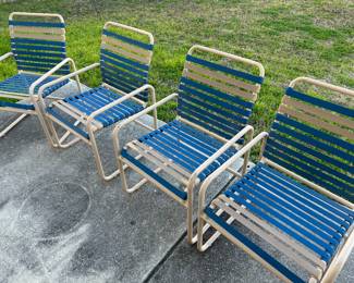 Set of 4 Vintage AVIANTE by Jean Ellen Vinyl Strap Patio Chairs