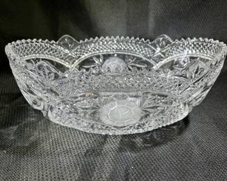 Vintage American Brilliant Clear Pressed Glass Oval Bowl