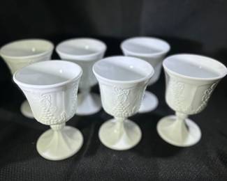 Vintage Indiana Colony Harvest Milk Glass Goblets