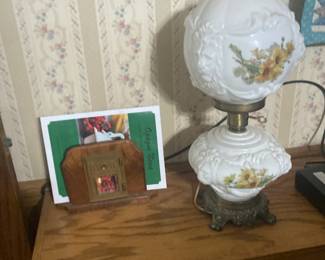 Victorian Milk Glass Electric Hurricane Lamps