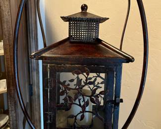 Lantern on metal stand