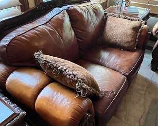 Better view of the plush leather love seat.