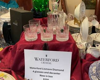 Waterford Crystal Lismore Diamond - 4 glasses and decanter (new in box)