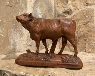 RARE - Circa 1900's hand carved Black Forest bull Brienz, Switzerland