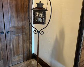 Lantern on metal stand