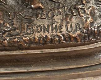 Isidore Jules Bonheur bronze - Cow with a tree stump