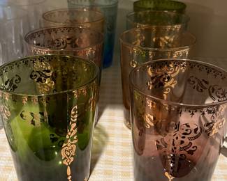 Gold and varied color glasses with a Persian flair