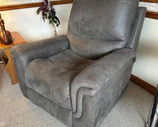 Gray micro-suede recliner