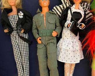 Vintage Barbie Dolls (1966 bodies w/bendable legs), and Ken (1968 body), Mattel, made in Taiwan