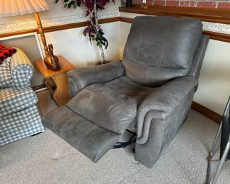 Gray micro-suede recliner