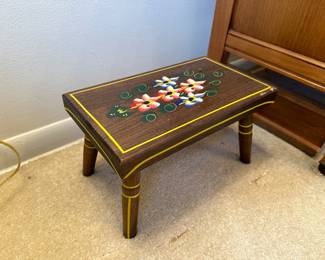 Antique wooden hand-painted bench