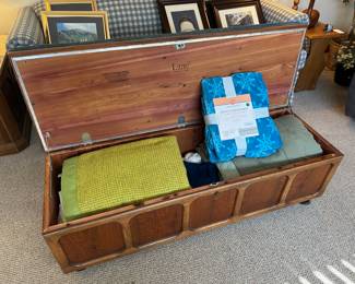 Vintage MCM Walnut and Cedar Bench by Lane.