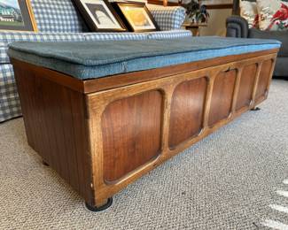 Vintage MCM Walnut and Cedar Bench by Lane.
