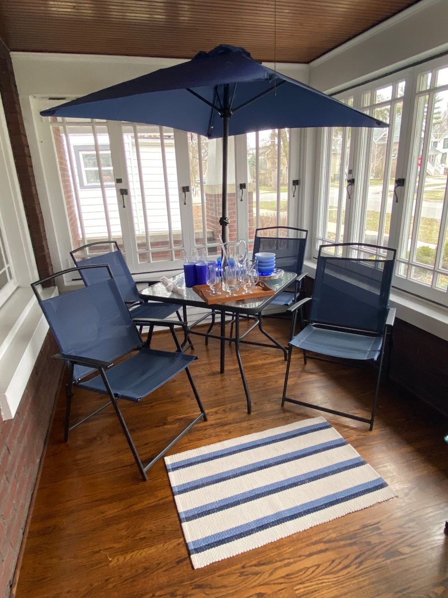 Navy Blue Outdoor Patio Set.
