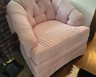 Light Pink Tufted Armchair by Vanguard Furniture.