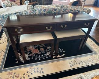 Vintage Accent/Sofa Table with Matching Stools by Stickley Inc.