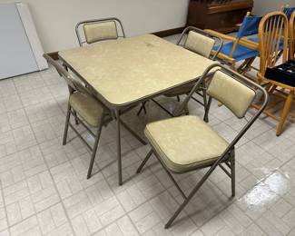 Vintage Card Table and 4 Chairs by Samsonite.