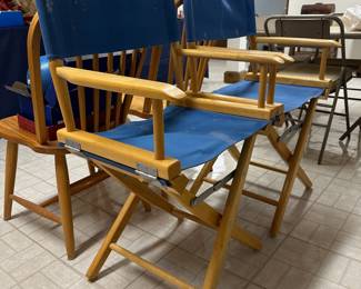 Pair of Vintage Blue Canvas Director's Chairs.